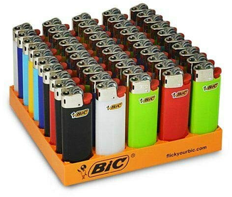 6 x Mini BIC Lighter Set J5 BIC Gas Lighters, Classic Design Size Assorted Colors, Flint Wheel Long Lasting Pocket Candle BBQ Lighter