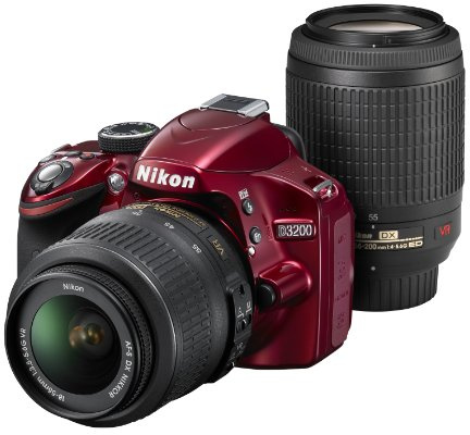Nikon digital single-lens reflex camera D3200 200mm double zoom kit (with 18-55mm / 55-200mm) Red D3200WZ200RD