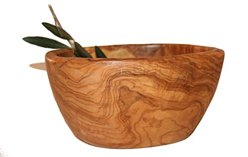 Prosudweb Saladier Rustique Forme Ovale en Bois d'olivier 21 cm