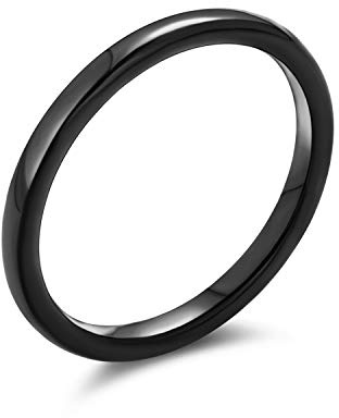 Basic enkel kupol par klassisk svart rosa guldpläterad titan 2-8 mm bröllop bandring för män kvinnor bekväm passform, 16.9, Metall, Ingen ädelsten