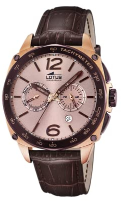 LOTUS Reloj Hombre Analógico de Cuero Marrón