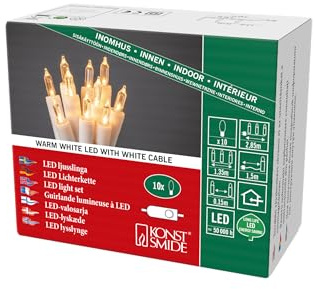 Konstsmide LED Lichterkette, mit an/aus Schalter, 10 warm weiße Dioden, 230V, Innen, weißes Kabel - 6300-102