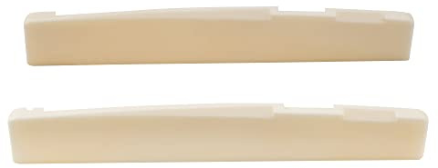 Musiclily Basic Gitarren Kompensierte Knochen Stegeinlage 76x3x13mm 2 Stück | für Klassische Folk-Gitarre Akustikgitarre