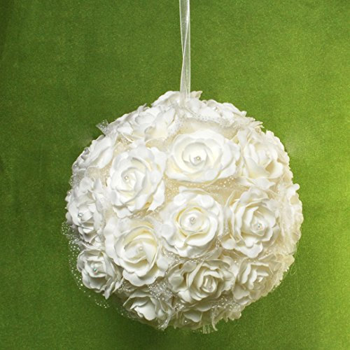 Dekorationskugel weiße Rosen zum Aufhängen Kugel ca. 40 cm Durchmesser Rosenkugel