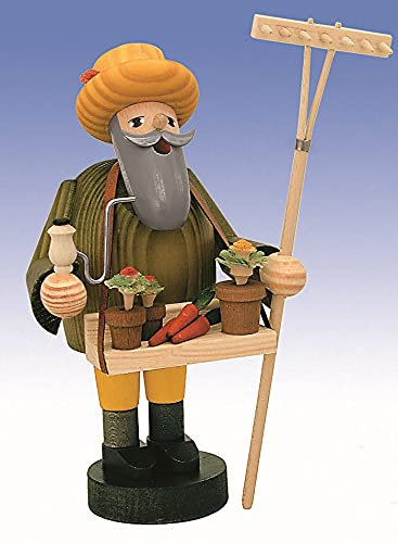 Rudolphs Schatzkiste Räuchermann Gärtner mit Bauchladen BxTxH= 10x9x20cm NEU Rauchen Rauchfigur Rauchmann Räucherfigur Räucherkerze Smoker Kerze Figur Mann Holz Seiffen Erzgebirge Holz Schnee
