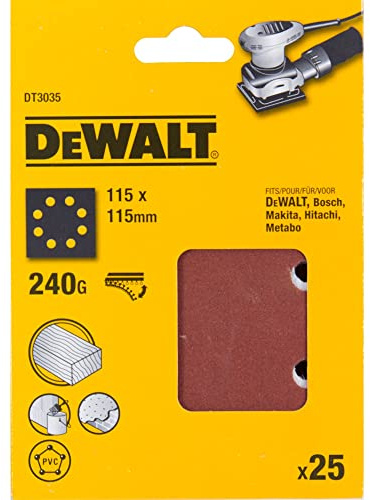 DeWalt DT3035-QZ - 240G Hojas de 1/4 perforadas con velcro - 8 hoyos circulares