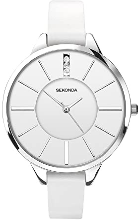 Sekonda Ada 39 mm Damen-Quarzuhr mit DREI Zeigern und Sonnenstrahlen-Zifferblatt, Analog-Anzeige und Lederarmband