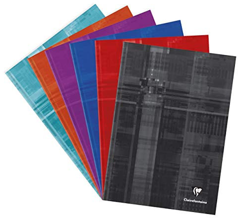 Clairefontaine 9045C - Kladde / Notizbuch mit Hardcover DIN A4 21x29,7 cm, 96 Blatt 90g, liniert mit Rand, robust und strapazierfähig, farbig sortiert, 1 Stück