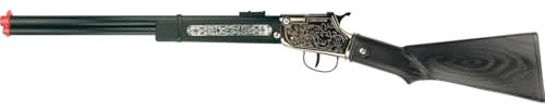 Gewehr Pony Express Schwarz 65 cm lang 100 Schuss-Gewehr Western Cowboy Kostüm-Zubehör Fasching Karneval
