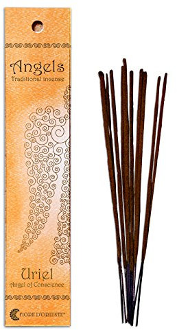 Fiore D'Oriente Angeli Incenso Uriel 10 Bastoncini in Confezione Arancione, bambù, Multicolore, 3 x 0.2 x 28 cm, unità