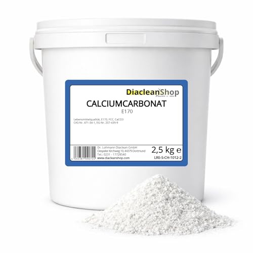 DIACLEANSHOP Calciumcarbonat 2,5kg Lebensmittelqualität E170 | Ideal für Lebensmittel Rasenkalk Kreidefarbe Garten Kalk E170