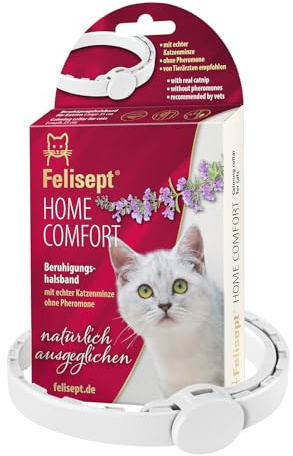 Felisept Home Comfort Lugnande krage - Lugnande krage för katter - Lugnande krage för katter med naturlig kattsnärt och utan feromoner Katter