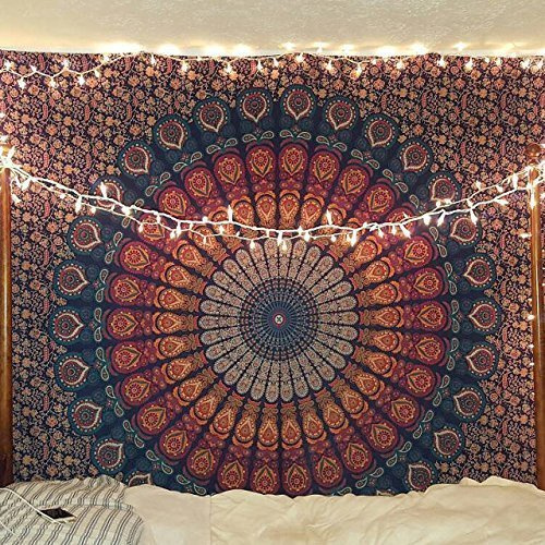 Popular Handicrafts Popular Twin Hippie Indian Tapestry Elephant Mandala Throw Wall Hanging Gypsy Bedspread Twin 54x84 Inches,(140cmsx210cms), Multicolor