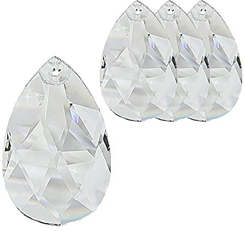 Kristall Sonnenfänger Set Beluga zum Aufhängen, 4 Kristallpendel mit Rautenschliff 30% Hochbleikristall 50mm