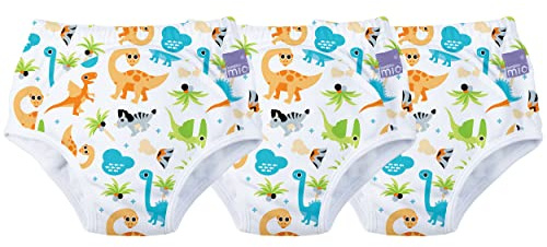 Bambino Mio, Träningsunderbyxor, förpackning med 3, återanvändbara potträningsbyxor för pojkar och flickor - dino, 2–3 år