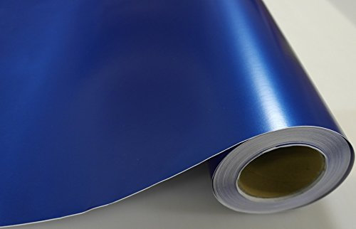 (11,84/m2) Könighaus Blau Metallic Matt Autofolie 100 x 152 cm mit Luftkanälen + Gratis Rakel inkl. Anleitung