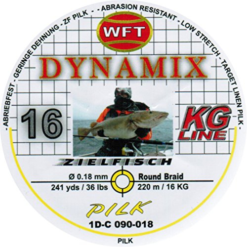 WFT Round Dynamix Pilk Yellow 220m, geflochtene Schnur zum Meeresangeln, Angelschnur für Norwegen