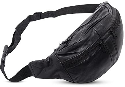 Bauchtasche/Hüfttasche Echt-Leder (schwarz)