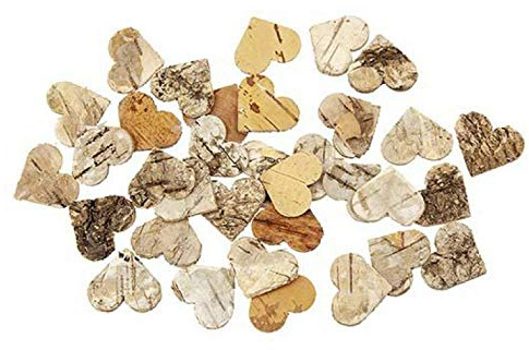 RiloStore 195 STK Deko Birkenherzen 2,5cm Birke Rinde Herzen aus Birkenrinde Rindenherzen Birkenherzen Streuteile Dekoherzen Tischdekoration Streu Herzen Holz Streuherzen Hochzeit Landhaus Holzherzen