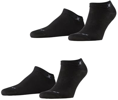 Burlington Everyday 2-pack herr sneakerstrumpor av mjuk kammad bomull, Svart (svart 3000), 40-46 EU