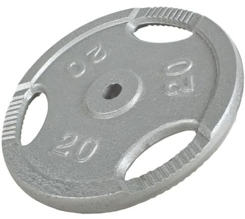 Gorilla Sports® Dischi Pesi - in Ghisa, con Impugnatura, Tri-Grip, Peso a Scelta 1,25 kg - 20 kg, Foro Ø 30 mm - Piastre per Bilanciere, Manubri, Disco Palestra