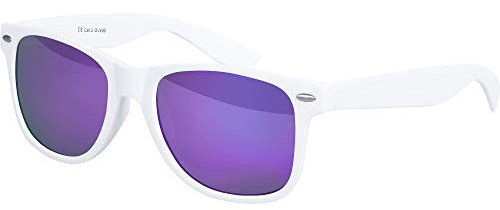 Balinco Sonnenbrille UV400 CAT 3 CE Rubber - mit Federscharnier für Damen & Herren (weiß - lila)