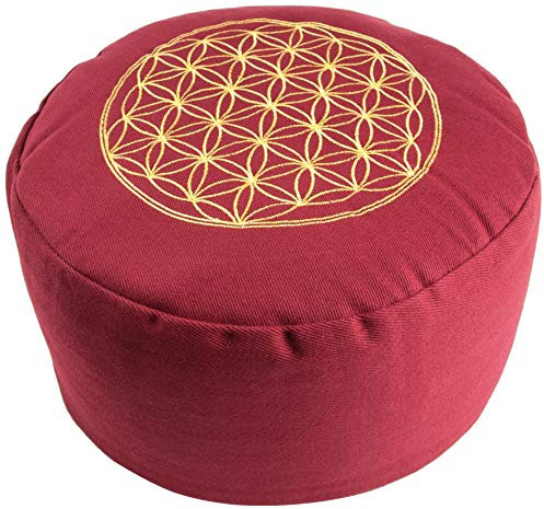 Berk Meditationskissen 'Blume des Lebens' - Rot, mit Buchweizen gefüllt, 30cm x 30cm x 15cm
