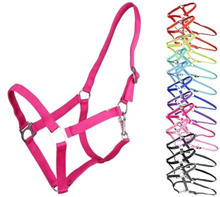 NETPROSHOP Halfter oder Führstrick Einfarbig für Ihre Lieblinge Mini Shetty bis XL Full, Groesse:Mini Shetty, Farbe:Pink