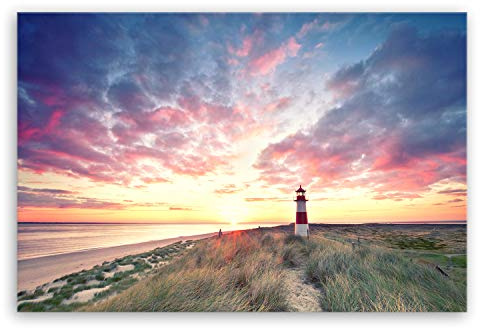 ge Bildet Bild auf Leinwand | Leuchtturm auf Sylt in 30x20 cm als Wandbild | Wand-deko Dekoration Wohnung modern Bilder | 1287