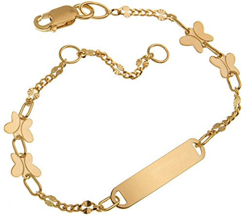 Baby Gravurarmband, ID Armband Butterfly, 585 Gold, inkl. Gravur, Länge 14cm