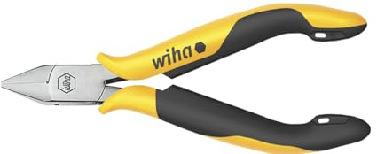 Wiha Seitenschneider Professional ESD breiter, spitzer Kopf ohne Wate (26821) 115 mm für empfindliche elektronische Bauteile, Schutz von Komponenten durch elektrostatisch ableitendes Werkzeug, dissipativ, Werkzeug mit Oberflächenwiderstand