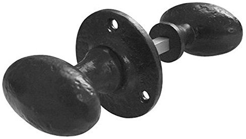 Oval Rim Door Knob Set - Black Antique