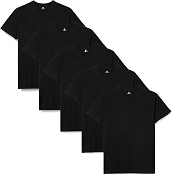 Lower East Basic Rundhals T-Shirts für Herren 5er Pack aus 100% Baumwolle I Herren T-Shirt in vielen Farben XXL Schwarz