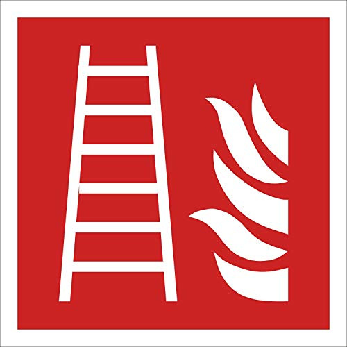 Schild Feuerleiter Brandschutzzeichen nachleuchtend ASR A1.3 150 x 150 mm | 3 mm Alu-Verbund mit nachleuchtender Folie, langnachleuchtend nach ASR A1.3, wetterfest, Made in Germany