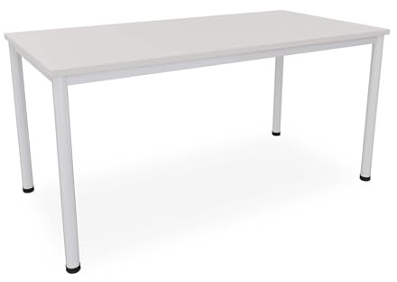 Schreibtisch Verschiedene Größen und Farben, Konferenztisch graues Metallgestell, Stabiler Besprechungstisch Arbeitstisch, Bürotisch hauseigene Fertigung (B: 160 cm x T: 80 cm, Lichtgrau)