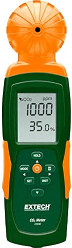 Extech CO240 Bärbar Inomhusluftkvalitet CO2-Mätare, Temp | CO2, temp, RH, daggpunkt, våt kula, NDIR, hörbart larm, USB-loggning, stativmontering, 6 AAA