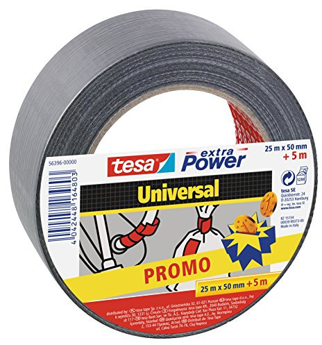 Tesa extra Power Universal Duct Tape - Nastro Adesivo a Tenuta Extraforte - Nastro Versatile per Riparare, Fissare, Sigillare e molti altri Usi - Grigio - 1 Rotolo - 30 m x 50 mm