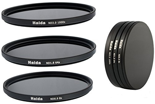Haida Neutral Graufilter Set 58mm - ND8, ND64, ND1000 inkl. Stack Cap Filtercontainer + Pro Lens Cap mit Innengriff