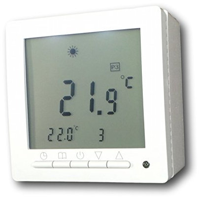 SM-PC®, Digital Thermostat ´Aufputz´ für Fussbodenheizung max 16A, großes Display, Wochenprogramm, weiße Hintergrundbeleuchtung #ap847
