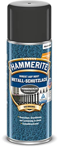 Hammerite Metallschutzlack Spray Hammerschlag, 3in1- Rostschutz, Dunkelgrau, 400 ml