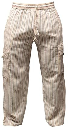 SHOPOHOLIC FASHION Unisexe Rayures Multicolores Wideleg Sidepocket Hippie Pantalon - L. Gris, XXL