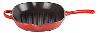 Le Creuset Signature Ovale Grillpfanne aus Gusseisen, mit Hilfsgriff und zwei Ausgießern, für alle Herdarten und Backöfen, 32 cm, Kirschrot, 20194320600422