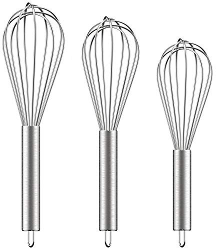 Ouddy Frusta in acciaio inox, spatola in silicone e spazzola in silicone, 20,3 cm+25,4 cm+30,5 cm Set frusta da cucina per cucinare, mescolare, mescolare, sbattere (trasparente)