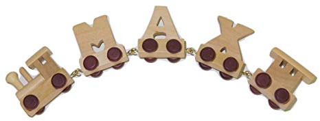 Fun World Toys® Personalisierte Holzbuchstaben mit Zug, 3 Buchstaben, Namenszug
