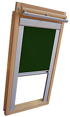 Easy-Shadow Hochwertiges Verdunkelungsrollo Rollo mit Seitenschienen für Velux DKL-EP GGL,GPL,GHL,GTL M06 dunkelgrün // Maßanfertigung