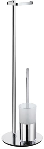 Smedbo FK312 Outline Toilettenpapierhalter mit Bürste, poliertes Chrom/Milchglas