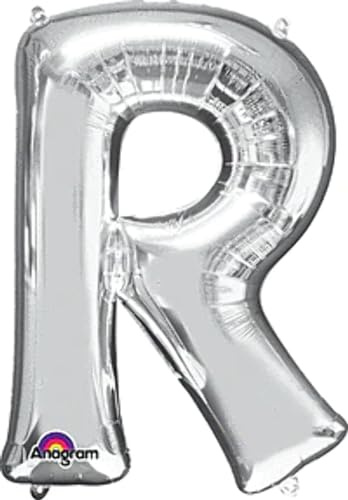 Amscan 3298101 - Super Shape Folienballon Buchstabe R Silber, 58 cm x 81 cm, Luftballon, Heliumballon, Geburtstag, Dekoration