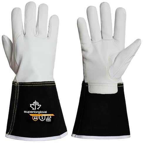 Superior Glove Endura Goatskin Leather MIG Welding Gloves with ParaActiv Cut Resistant Protection - Arc Flash Safety Work Gloves 399GKGKL5 (1 Pair) Small