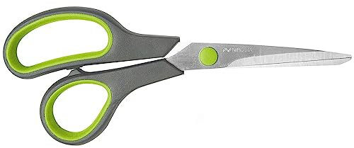 FACKELMANN Scissors Forbici, Inossidabile Acciaio Inox TPR Soft Touch, Grigio/Verde/Argento, Universal 22cm