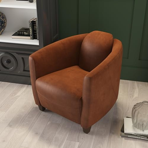 Phoenixarts Vintage Ledersessel Braun Echtleder Sessel Design Lounge Clubsessel Sofa 543